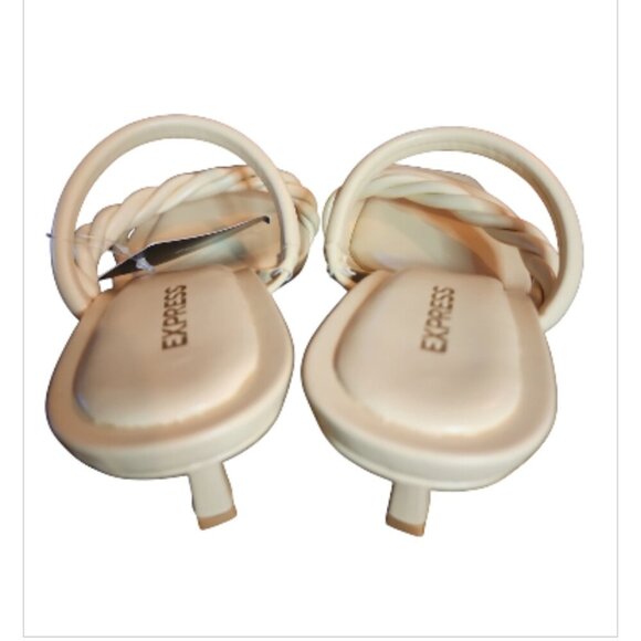 NWT Express Butter Yellow Kitten Heels Twisted Strap Square Toes Sandals Size 6 - Picture 7 of 9